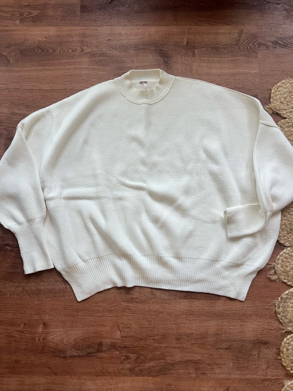 Free People Easy Street Crewneck Sweater Size XS RT $128 White